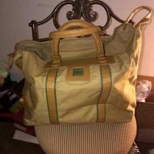 WEEKENDER TOTE TAN W/GREEN STRIPE - UNISEX